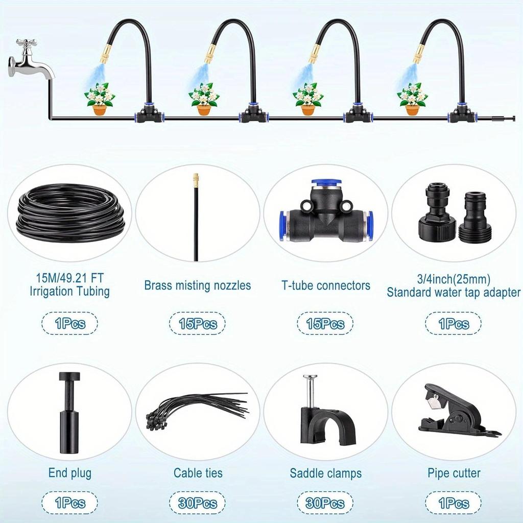Universal Adjustable Micro-Atomizing Sprinkler Set for Irrigation, Cooling, and Humidification