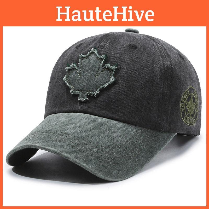 New Trend Adjustable Cotton Baseball Hat With Maple Leaf Decoration Design For All Seasons