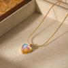 Fashion Gold Heart Pendant Necklace with Natural Moonstone for Women Trendy Collarbone Chain