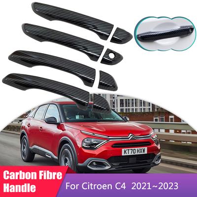 Carbon Fiber Door Handle Cover for Citroen C4 MK3 C41    Car Accessories Gadget Decoration Protector Stickers Trim
