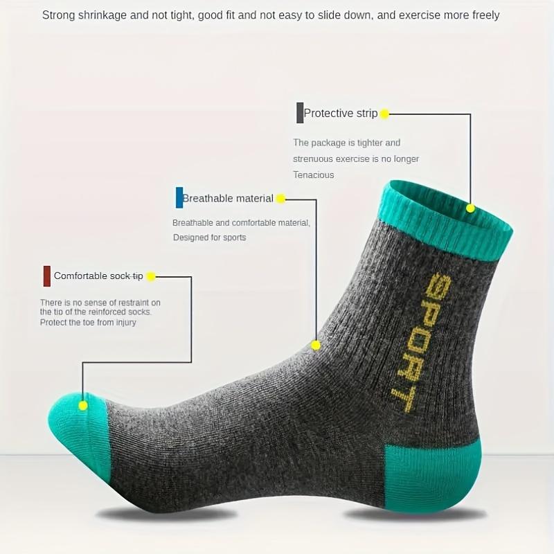 5/10/20 Pairs Men's Breathable Sports Socks - Moisture-Wicking, Reinforced Heel & Toe, All-Season Athletic Socks