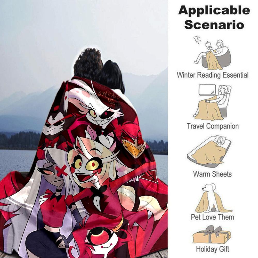 White Character Illustration Flannel Blanket Super Soft Warm Cozy Blanket for Sofa Bed Office Travel All‑Season Home Decor Gift