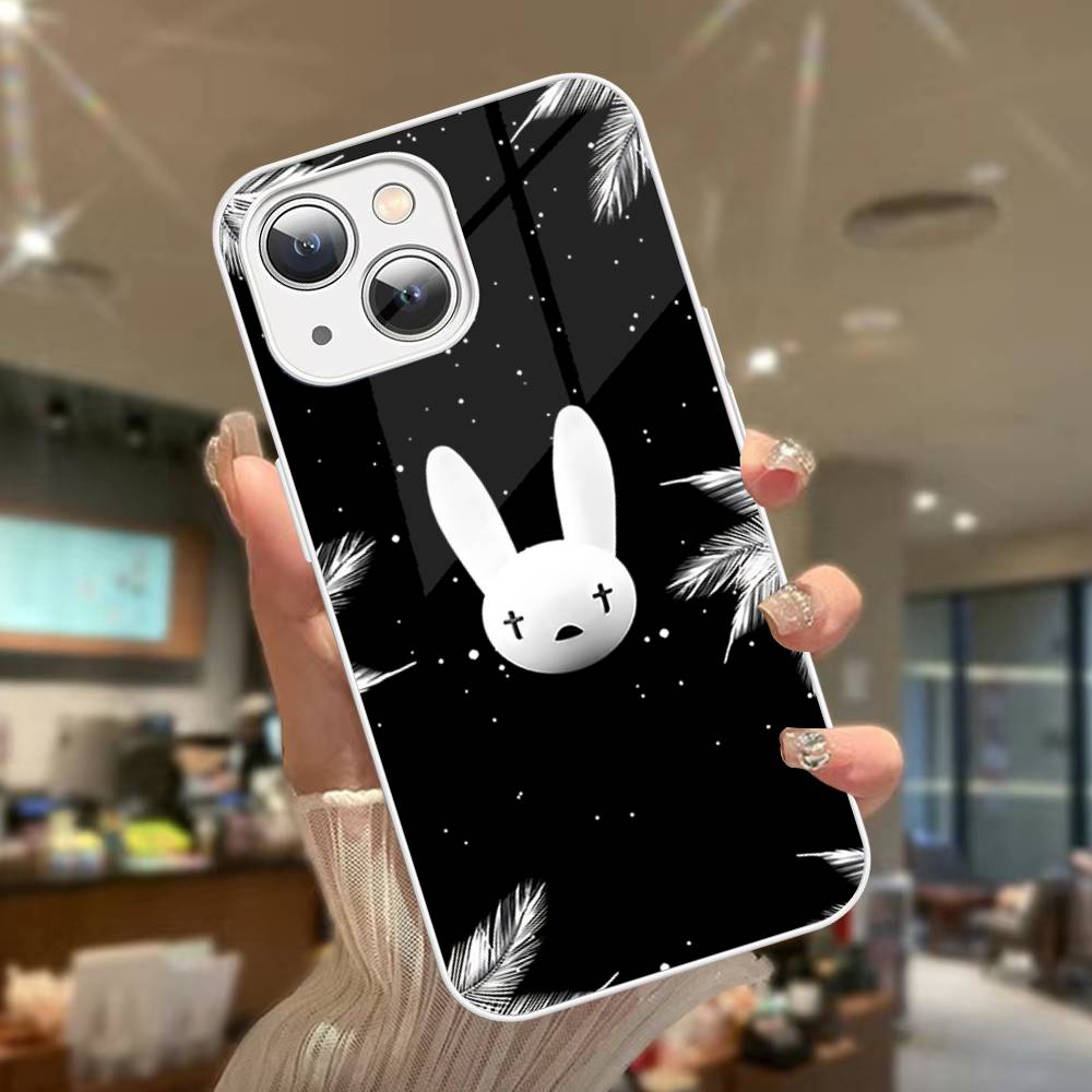 B-Bad Bunny Art For IPhone 14 13 12 Mini 11 Pro XS Max X XR 14 Plus Tempered Glass Cover