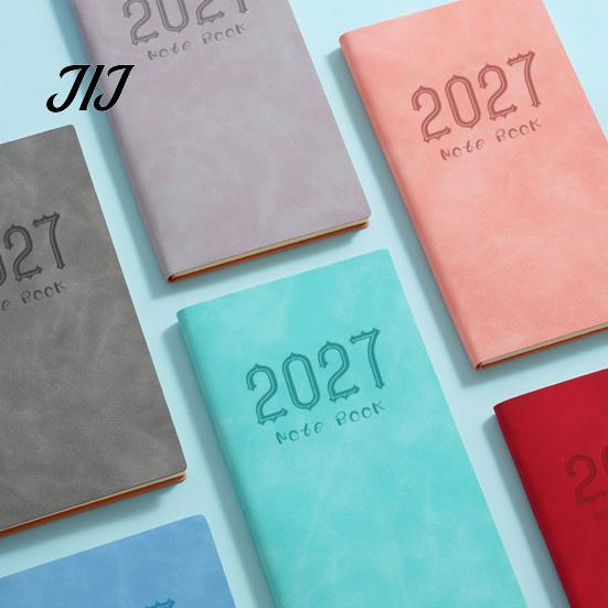 2027 Pocket Planner A6 Weekly Planner, 365 Day English Schedule Notebook Gift for Students Professionals with Ribbon Bookmark, Portable Efficiency