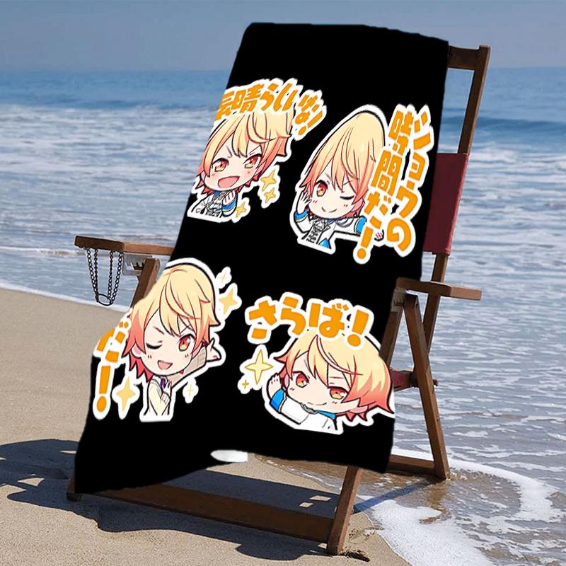 proof beach towel with a Tenma Tsukasa1 pattern - soft,absorbent,quick-drying,machine washable - perfect for swimming,camping,bathing