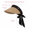 Ribbon Strap Straw Beach Hat Breathable Visor Hat Fashion Empty Top Hat  Summer