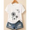 Women's Fashionable Casual Short-Sleeve T-Shirt with Cartoon Dandelion