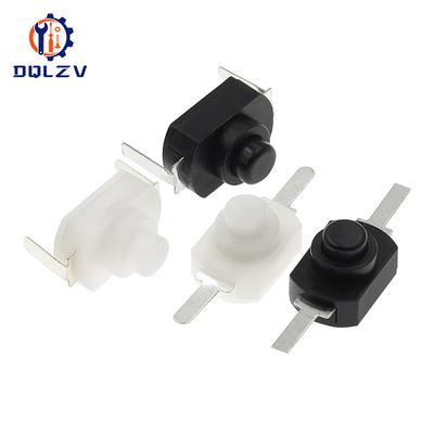 Interrupteur de lampe de poche 12*8MM Mini interrupteur à bouton-poussoir Marche Arrêt 1208YD Verrouillage automatique Pour lampe de poche électrique CC 30V 1A Noir Blanc