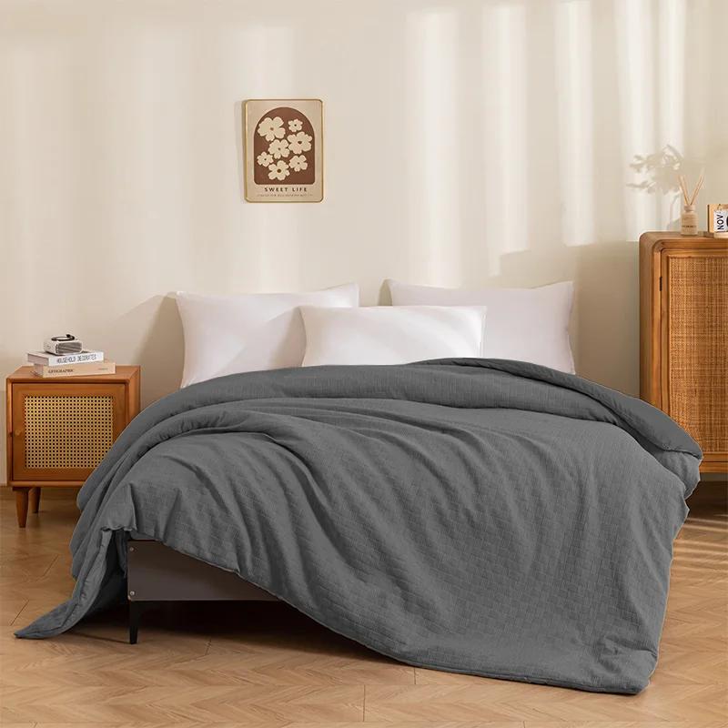 Waffle Grid Spring Autumn Winter Warm Quilt Queen Two-sided Design Duvet Core Soft Breathable Blanket Machine Washable Comforter