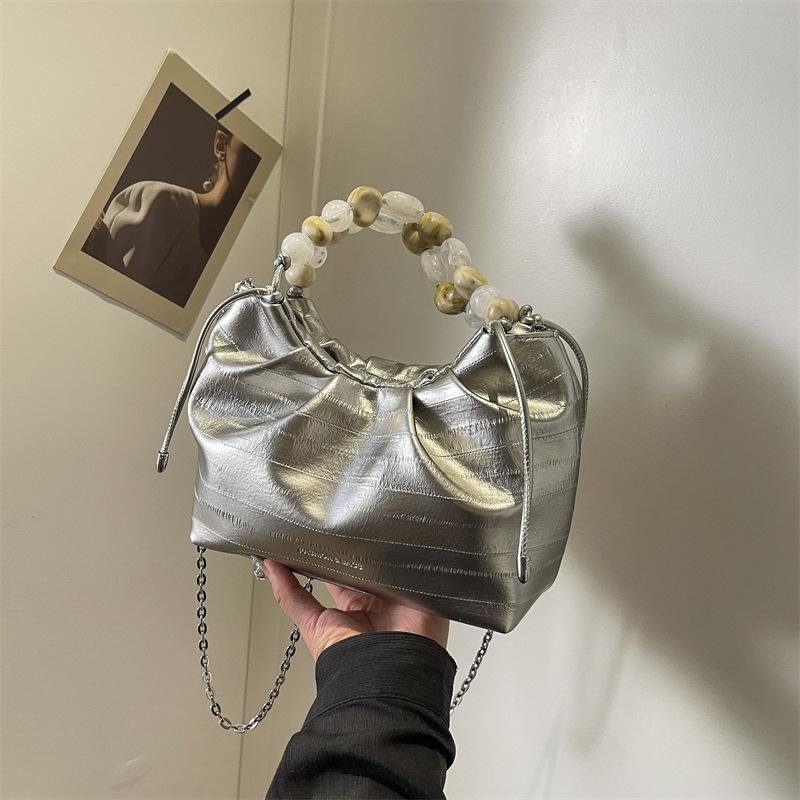 Summer pleated dumpling bag new women's bag high sense versatile shoulder bag messenger bag
