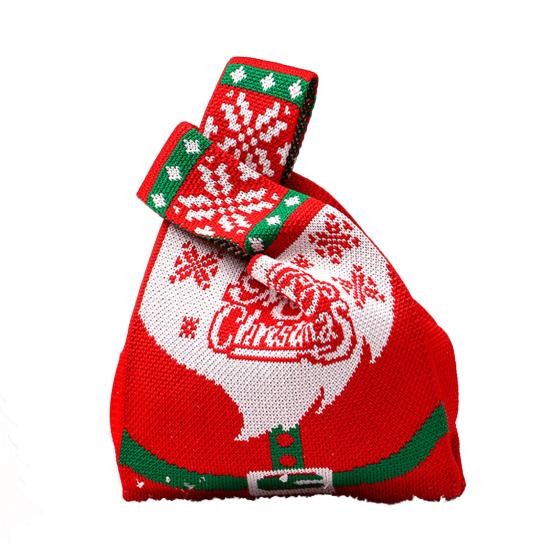Christmas Gift Bag Knitted Xmas Tree Handbag Christmas Eve Party Favor Bag Reusable Gift Pouch for Festive Gift Packaging