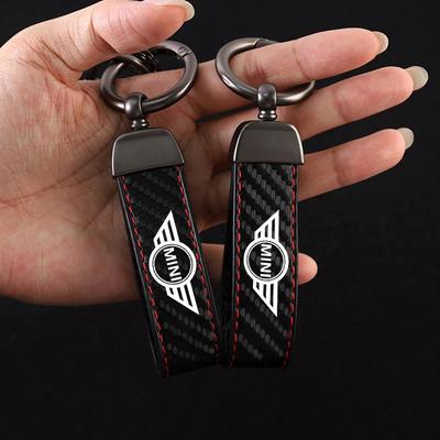 Car Emblem Keychain Rings Carbon Fiber LOGO Keyring Pendant for Mini Cooper One JCW F54 F55 F56 F57 F60 R50 Auto Accessories