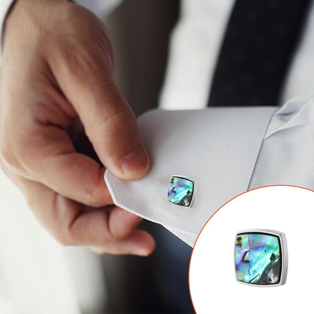 Elegant Abalone Shell Design Mens Cufflinks Funny Business Wedding Heart Oval Square Shaped Sleeve Button