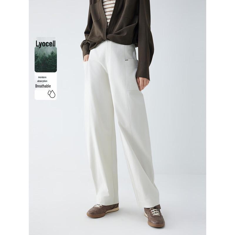 ELLE Women s High-Waist Tencel Blend Casual Pants L