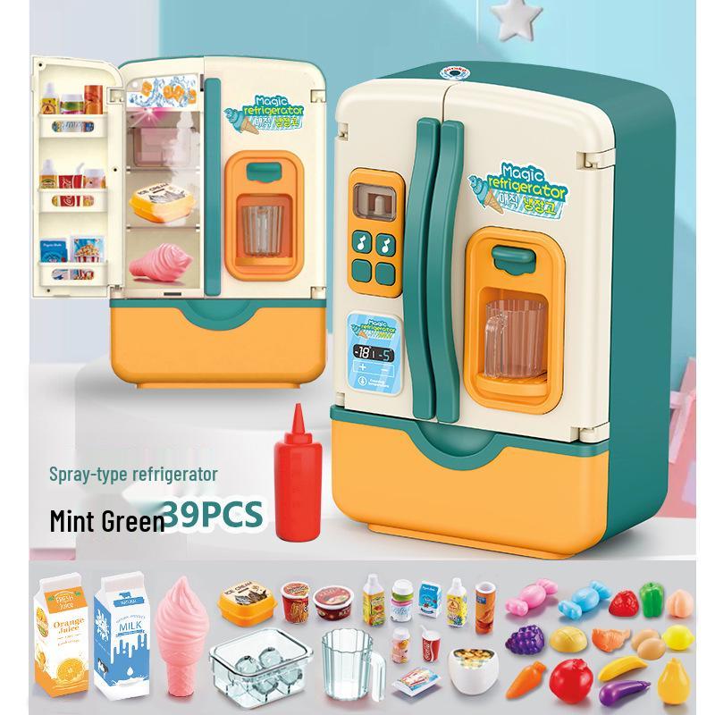 Elektrisches Wassersprüh-Spielhaus Spielzeug Kühlschrank für Kinder - Interaktives Geschenk für Eltern und Kinder