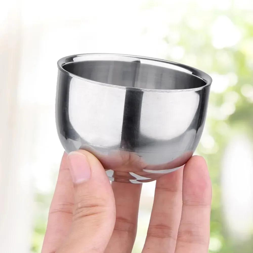 Multi-function 100/150 ML Stainless Steel Cup Double Layer Smooth Beer Cup Thicken Shaving Mug