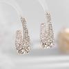 1PAIR French High-end Hollow Full Diamond Retro Earrings Design Sense Personality Temperament Geometric C-shaped Earrings
