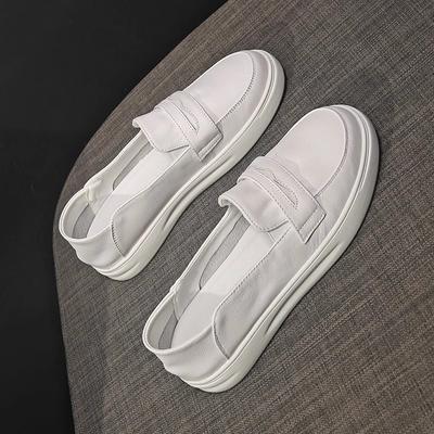 Genuine Leather Shallow Mouth One-pedal Women's Shoes New Cowhide Soft-soled Casual Shoes Flat-soled Doudou White Shoes