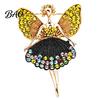 Alloy Lapel Pin Sparkling Rhinstone Ballet Fairy Brooch, Winged Dancer Girl Suit Badge Pin, Women Jewelry Accessories for Dress Coat Scarf