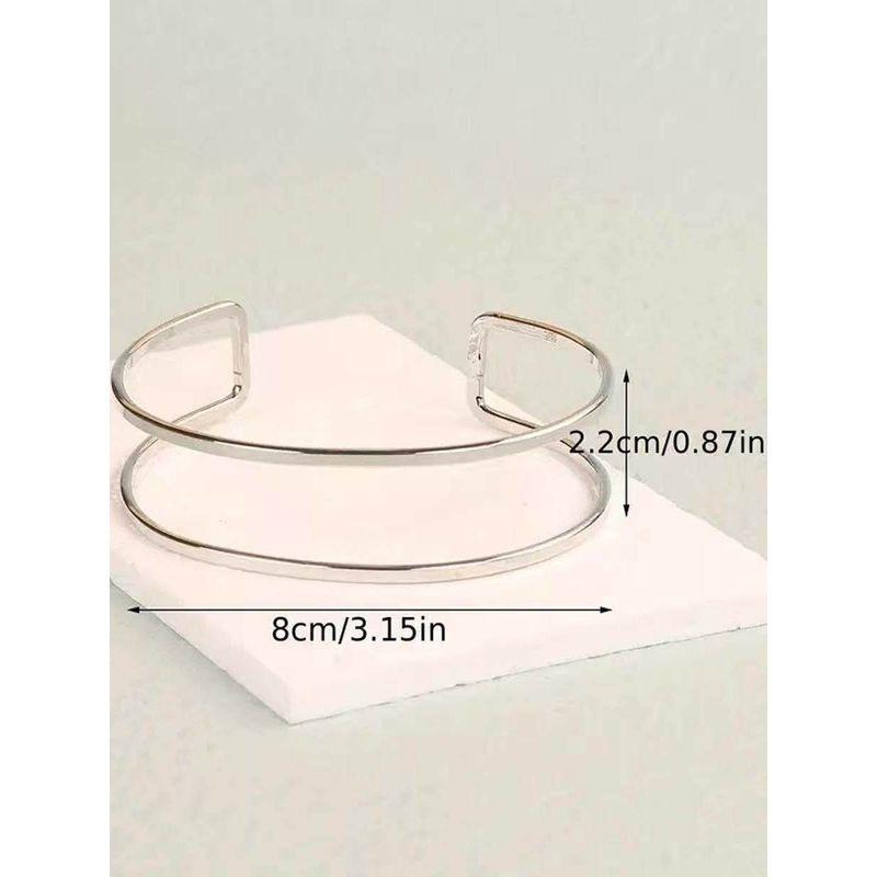 Fashion Simple Hollow Double Metal Bangle Bracelet Stylish Simple Style Opening Adjustable Arm Ring Accessories