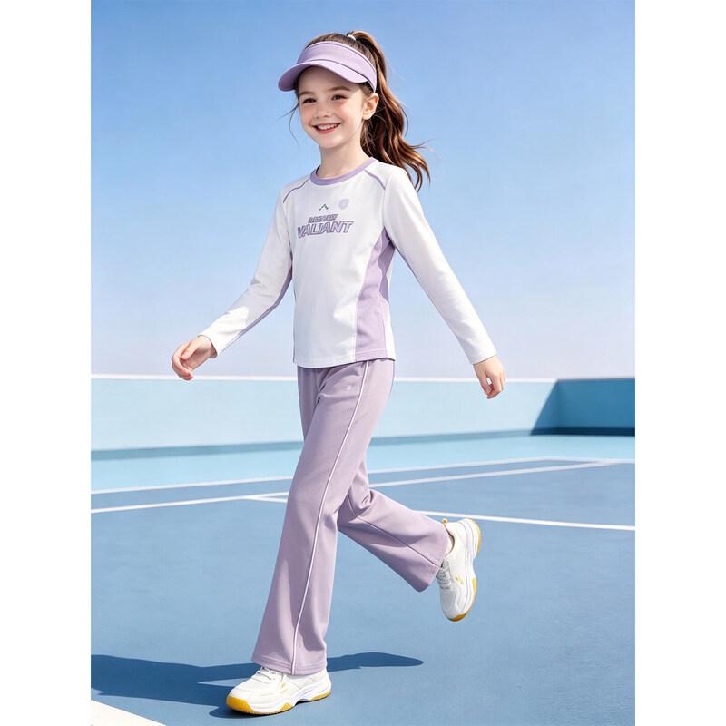 moonkids Girls' Long-Sleeve Autumn Sportswear Set with Flared Pants