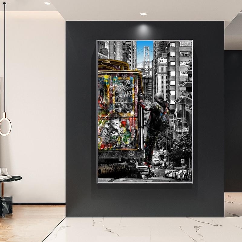 Banksy-Kunstwerk „San Francisco is Beautiful“, Leinwandplakate und -drucke, moderne Pop-Street-Art-Bilder für die Dekoration des Wohnzimmers zu Hause