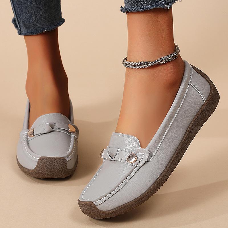 Large Size Women's Shoes 2025 New Soft Soled Bean Shoes Women's Casual Flat Shoes with Foot Covers