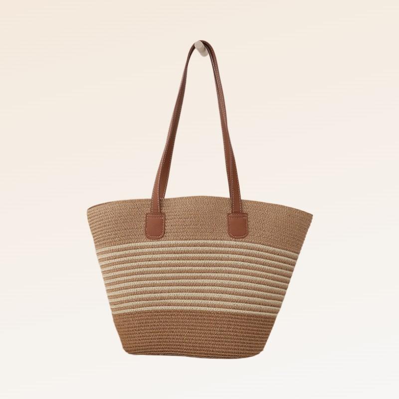 

New Vintage Large Capacity Straw Woven Bucket Bag Women Shoulder Handheld Underarm Shopping Beach Bag темного кольору хакі