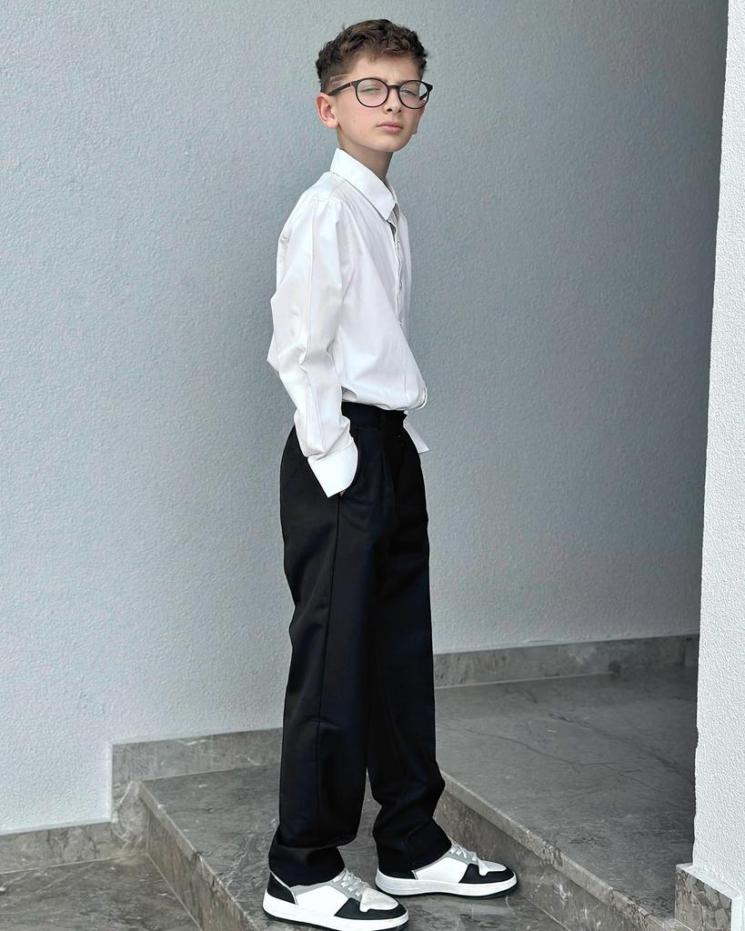 LOLANTA Boys' Formal Pants, Long Pants, Kids' School Pants, Solid Color, Perfect for Entrance Ceremonies, Graduations, Weddings, Recitals, Black, Size