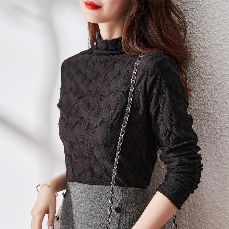 Lace Base Shirt for Women In Spring, Autumn and Winter New Half-turtleneck Fashionable Versatile Shirt Underwear