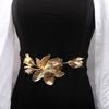 1PC Exaggerated Gold Tulip Flower Belt with Skirt Pants Decorative Retro Small Fragrant Black Leather Rope Waist Chain