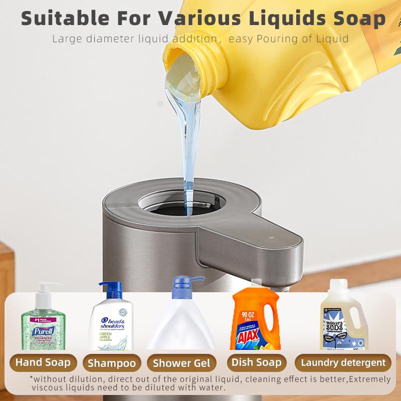 Automatic Soap Dispenser Stainless Touchless Rechargeable Hand Sanitizer Shampoo Detergent Dispenser for Kitchen Bathroom Toilet