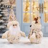 Festive Home Decor Christmas LED Plush Doll Ornaments, Light Up Elk Snowman Santa Claus Room Accent Decoration, Cute Stuffed Toy for Table Holiday
