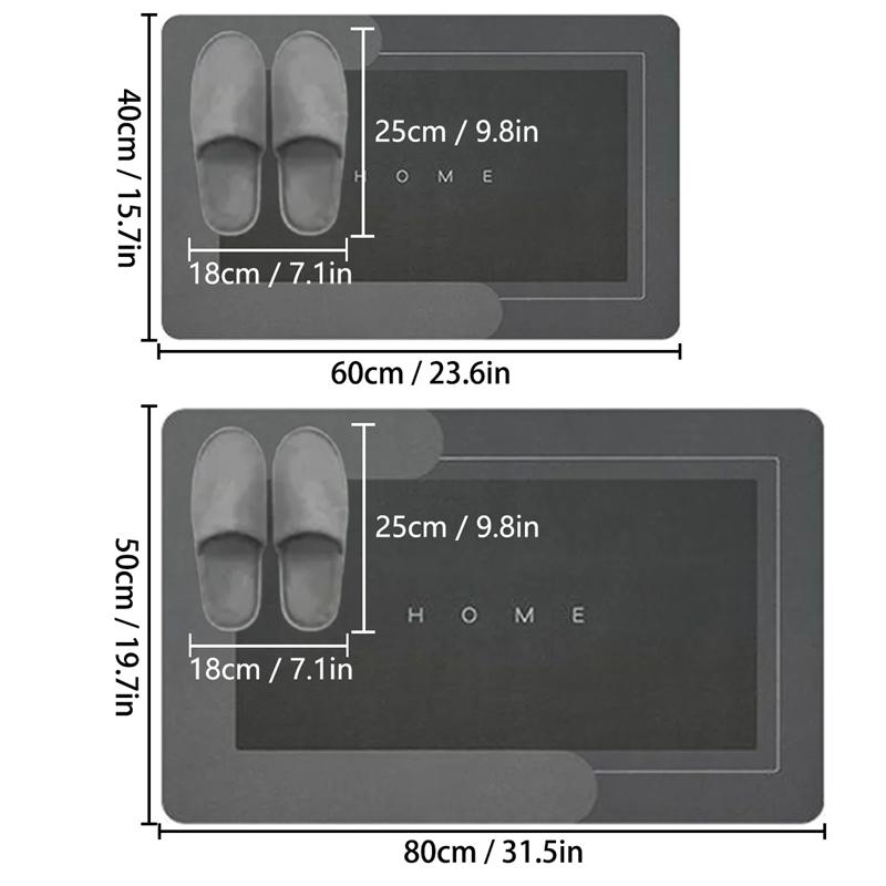 Fast Drying Diatomite Bath Mat Bathroom Foot Mat Bathroom Toilet Absorbent Quick Dry Non Slip Easy Clean Home Decor