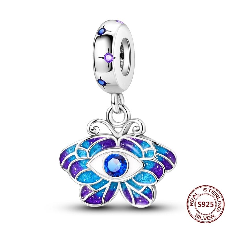 Teufelsaugen Anhänger 925 Kupfer Original Hand von Fatima Blauer Zirkon Kreuz Blaue Augen Charms Passend für Armband DIY Herstellung Zirkon Geschenk