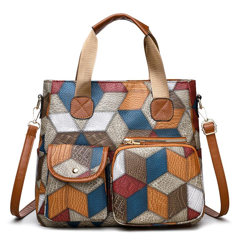 Retro bag, soft leather, fashionable fashion item, double pocket, single shoulder, diagonal cross bag