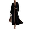2026 New European and American Stand-up Collar Long-sleeved Casual Contrasting Color Loose Split Dress