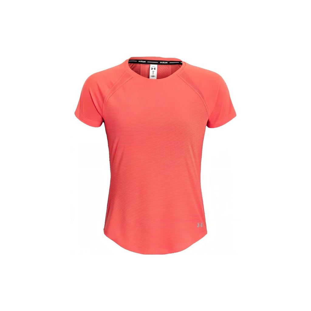 Under Armour Solid Color Round Neck Running Short Sleeve Raglan T-Shirt Women Tops Venom-Red 1371145-690