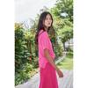 THE GREEN LAB Women'S Twist Modal Short Sleeve T-Shirt [Pink]