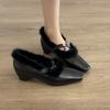 Retro Square-toe Single-strap Low-profile Casual Shoes for Women