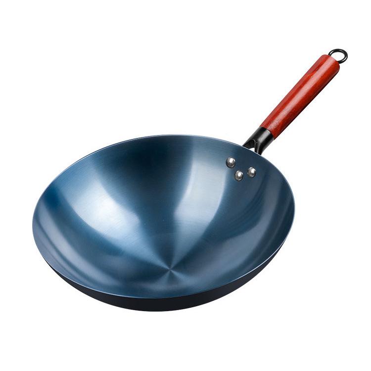 Handmade Non-Stick Iron Wok: Pre-Seasoned, Thickened, Uncoated, Ready for Cooking