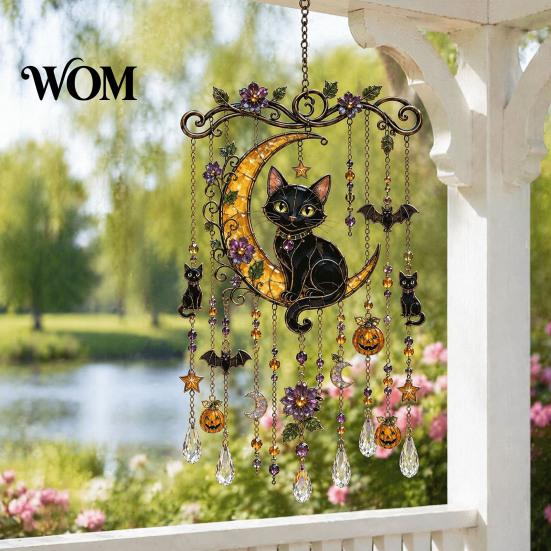Festive Party Supplies for Halloween Acrylic Wind Chime Pendant, Crystal Suncatcher Hanging Ornaments, Decorative Romantic Breeze Balcony Window