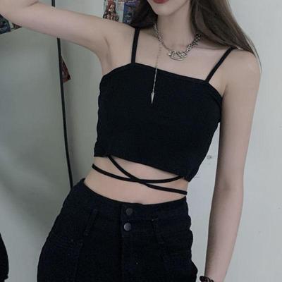 Kobiety Cross Strap Tank Crop Tank Tops Letnia bielizna Biustonosze Off Shoulder Bralette Solid Black