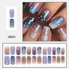 24Pcs Medium Square Press On Nail Space Themed Designs Moon Star Pattern Acrylic Glossy Full Cover False Nail for Women