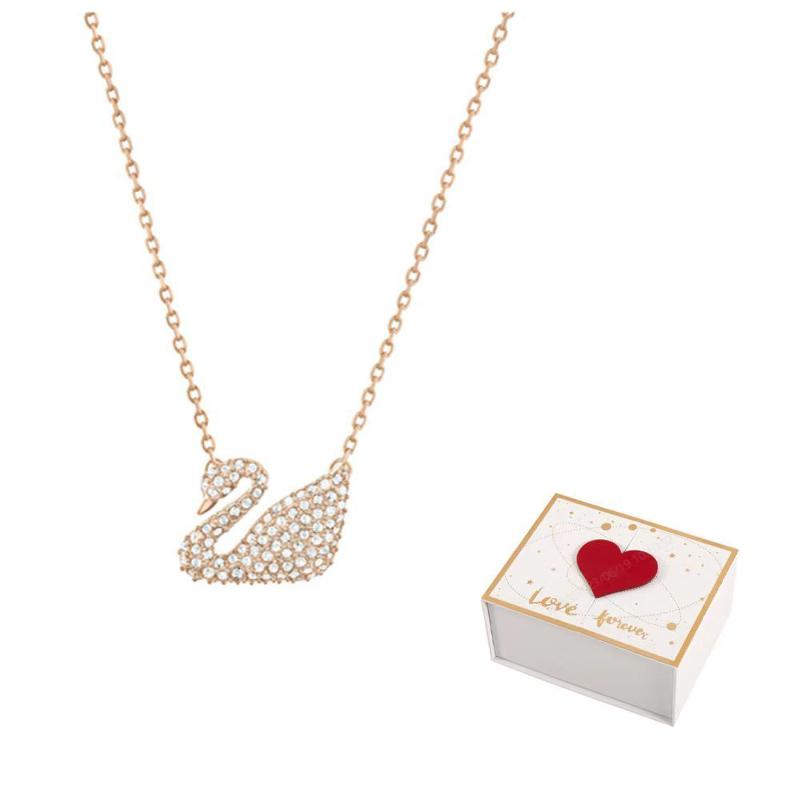 Swarovski Faux Crystal Stone, Rose Gold Plated Necklaces Womens Rose Gold F-white gift box