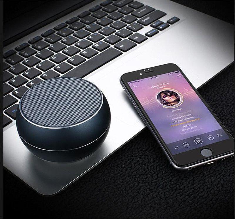 Reflective LED Light Metal Round Shape Bluetooth Speaker BT632 Black