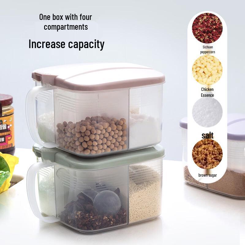 Kangxingda Divided Seasoning Boxes with Spoons (Set of 2)
