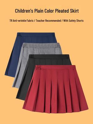Girls' Black Pleated High-Waisted School Uniform Skirt - Anti-Exposure, Versatile JK Style
