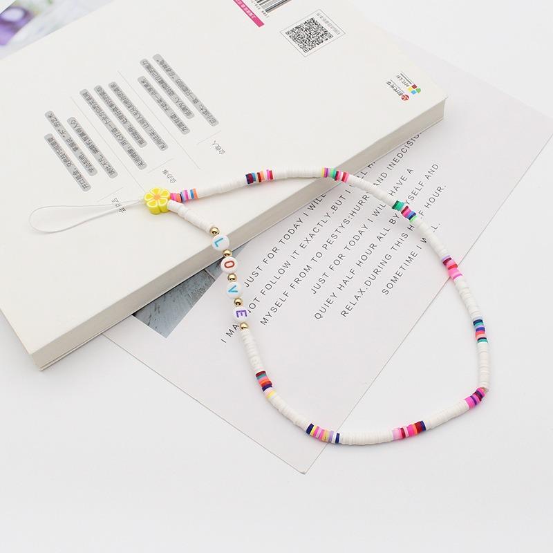 Mobile Phone Chain Beaded Colorful Cartoon Fruit Smiling Face Soft Pottery Letter Beaded To Prevent Mobile Phone from Hanging Chain.