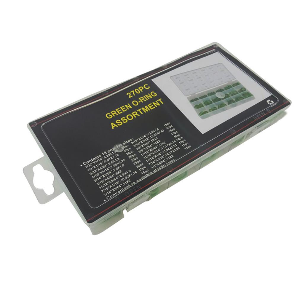 270Pcs 18 Sizes Rubber O Ring Car Auto Vehicle Repair Air Conditioning Compressor Assortment Kit with Plastic Box